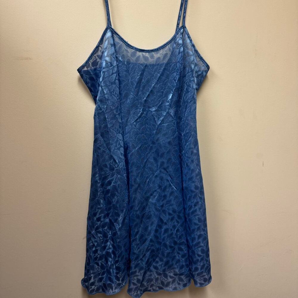 Vintage Blue Mesh Slip Dress w/ Lace Details – Size Small